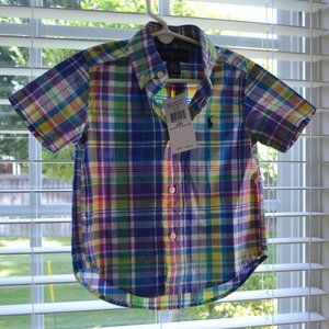 Polo Ralph Lauren 2/2T plaid button-down shirt, short sleeve